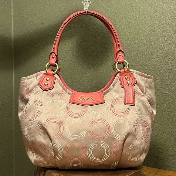 HTF COACH ASHLEY DOTTED OP ART SHOULDER TOTE - Picture 2 of 16